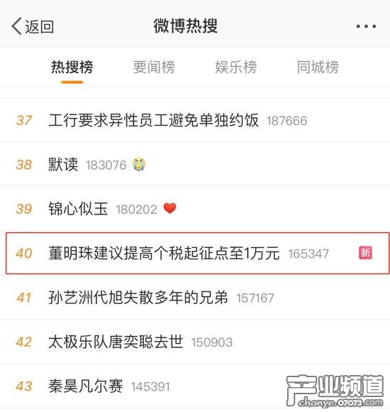 董明珠建议个税起征点提高至1万元 网友：我也建议